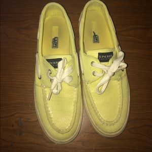 Yellow Sequin Sperrys